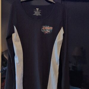 Kids Long Sleeve Black and White Shirt with Surf Graphic